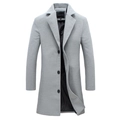 Slim fit light gray wool blend overcoat for men with notch lapels and three-button closure - M / Tops / Light Gray