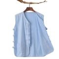 Gilet homme bleu clair en lin avec boutons chinois traditionnels de style rétro - M / Bleu clair