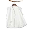 Détail du gilet en lin et coton blanc pour hommes avec boutons traditionnels chinois - M / Blanc