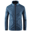 Veste de protection solaire bleu marine pour hommes avec col montant et détails orange - M / Bleu