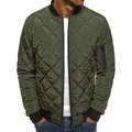 Chaqueta bomber acolchada verde oliva para hombre con cuello alto y bolsillo manga - Verde Militar / S