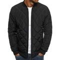 Chaqueta bomber acolchada negra para hombre con diseño de rombos y cuello levantado - Negro / S