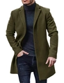 Vue détaillée du manteau en laine vert armée avec revers classique et boutons à simple boutonnage - S / Hauts / Vert Militaire