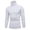 Maglione a dolcevita bianco slim fit da uomo con trama a coste verticali - Taglia M / Top / Bianco