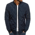 Chaqueta bomber acolchada azul marino para hombre con costuras de diamante y bolsillo - Azul marino / S