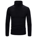 Maglione a collo alto nero da uomo, vestibilità slim con trama a coste sottili - Taglia M / Top / Nero