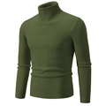 Close-up of army green turtleneck sweater featuring vertical ribbed knit texture - M / Tops / Army Green