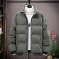 Doudoune matelassée verte pour hommes avec col montant coupe-vent et poignets côtelés - 3XL / Hauts / Vert Militaire