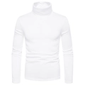 Sudadera blanca de cuello alto para hombre, corte ajustado, jersey básico de algodón polar - S / Blanco