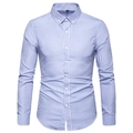 Camicia da uomo slim fit a maniche lunghe a righe blu e bianche stile casual business - Taglia M / Top / Azzurro