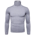Maglione da uomo a collo alto slim fit in maglia spessa grigio scuro invernale - Grigio chiaro