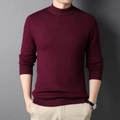Pull en maille bordeaux pour hommes avec col montant et finitions bords-côtes - 3XL / Hauts / Bordeaux