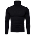 Maglione nero a dolcevita da uomo vestibilità slim con polsini a coste classici - Taglia M / Top / Nero
