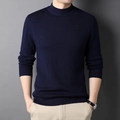 Pull en maille bleu foncé pour homme avec col montant et coupe ajustée moderne - 3XL / Hauts / Bleu marine
