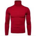 Maglione da uomo rosso a collo alto vestibilità slim con trama a coste sottili - Taglia M / Top / Borgogna