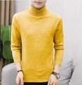 Maglione da uomo giallo a collo alto vestibilità slim in maglia calda e morbida - Giallo