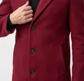 Slim fit men's burgundy wool blend long coat with single-breasted three-button design - M / Tops / Burgundy