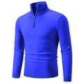 Herren Strickpullover in Königsblau mit Stehkragen und praktischem Viertel-Reißverschluss - Blau