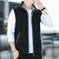 Gilet en maille zippé pour homme avec col montant et détails de bordure gris - M / Noir