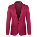Slim fit bordeauxrode casual blazer voor heren met klassieke revers en een enkele knoop - S / Bordeauxrood