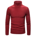 Maglione da uomo a collo alto slim fit bordeaux con motivo a maglia a coste verticali - Taglia M / Top / Rosso