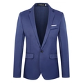 Slim fit heren casual marineblauwe blazer met een enkele knoop en een pochet detail - S / Marineblauw