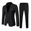 Classic two-piece black men's business suit with single-breasted jacket and trousers - M / Top And Bottom / Black