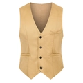 Formeel goud champagne slim fit heren gilet met vier knopen en een V-hals ontwerp - M / Khaki