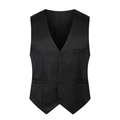 Slim fit heren zakelijk kostuum vest in zwart met V-hals en eenrijige knoopsluiting - M / Zwart