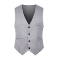 Slim fit heren kostuum vest in middengrijs met vier knopen en een diepe V-hals - 2XL / Grijs