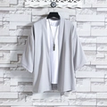 Men's grey Chinese style sun protection ice silk cardigan with kimono collar - M / Light Gray