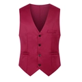 Slim fit heren gilet in bordeauxrood met vier knopen en een klassieke V-halslijn - 2XL / Bordeauxrood