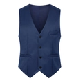 Nauwsluitend herenvest in marineblauw pak met vier knopen en een klassieke V-hals - L / Saffierblauw