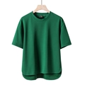 Dark green loose fit short sleeve t-shirt with Cordura fabric and high-low hem - Green