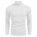 Men's white turtleneck sweater in ribbed knit fabric with a slim fit long sleeve style - White