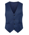 Detail view of a slim fit navy blue men waistcoat with V-neck and four buttons - 3XL / Tops / Sapphire Blue
