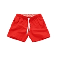 Men's solid red swimming shorts with elastic waist and white drawstring for beach sports - S / Bottoms / Red