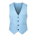 Slim fit light blue men's suit vest with V-neck design and four-button closure - 3XL / Tops / Sky Blue
