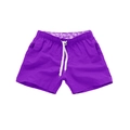 Bañador de hombre morado brillante de secado rápido con cordón blanco y cintura elástica - S / Bottoms / Púrpura