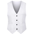 Slim fit white men's suit vest with V-neck, four buttons, and classic pockets - 3XL / Tops / White