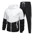 Men's casual sports tracksuit with hooded windbreaker jacket and matching black joggers - M / Top And Bottom / 803 Black