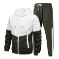 Zweiteiliger Trainingsanzug für Herren mit Kapuzenjacke und Hose in Weiß und Dunkelgrün - 803 Dunkelgrün