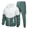 Zweiteiliger Herren Trainingsanzug mit Kapuzenjacke und Jogginghose in Weiß und Grün - 803 Hellgrün