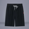 Short pour homme en lin noir avec cordon blanc et étiquette de marque tissée latérale - M / Bas / Noir