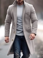 Abrigo de lana gris claro para hombre con cuello alto y corte entallado para el otoño - S / Gris