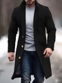 Abrigo de lana para hombre en negro con botones dorados y estilo casual de negocios - S / Negro