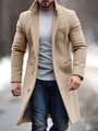 Abrigo de lana para hombre color camello con solapas de muesca y botones dorados - S / Caqui