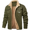 Veste de travail homme vert olive avec doublure polaire et logo tête de taureau - S / Vert Militaire