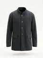 Men's charcoal grey corduroy business casual jacket with mandarin collar and 4 buttons - S / Gray