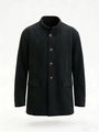 Men's black corduroy business casual jacket with mandarin collar and button closure - S / Black
